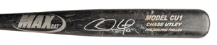 2008 Chase Utley  MAX Game Used and Signed CU1 Model Bat (PSA/DNA GU 10)